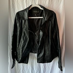 Black Moto Faux-Leather Jacket